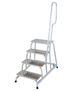 Podesta hliníková, pojazdné schody so zábradlím, 4 stupne KRAUSE