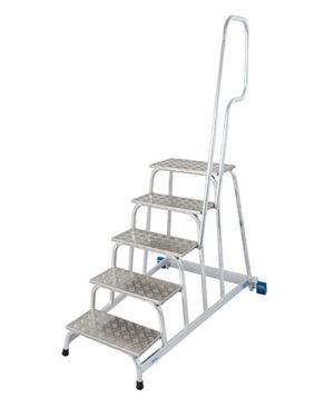 Podesta hliníková, pojazdné schody so zábradlím, 5 stupňov KRAUSE